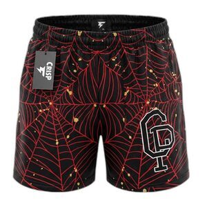 CRISP NYC Men’s Mesh Shorts XL Black Red Spider Web Graphic Hypebeast New NWT